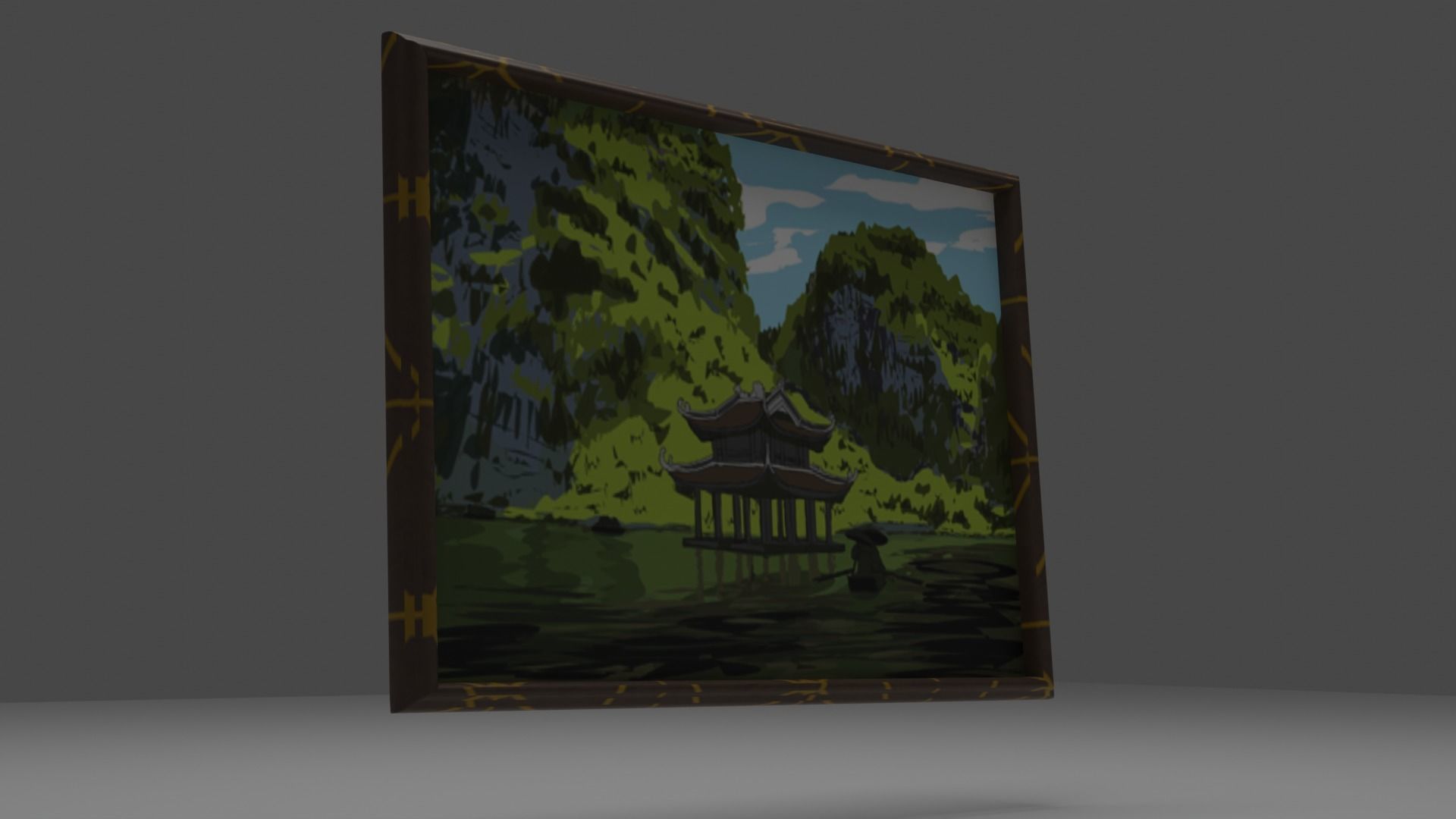 TempleTable tall wall with door Low-poly 3D model_2