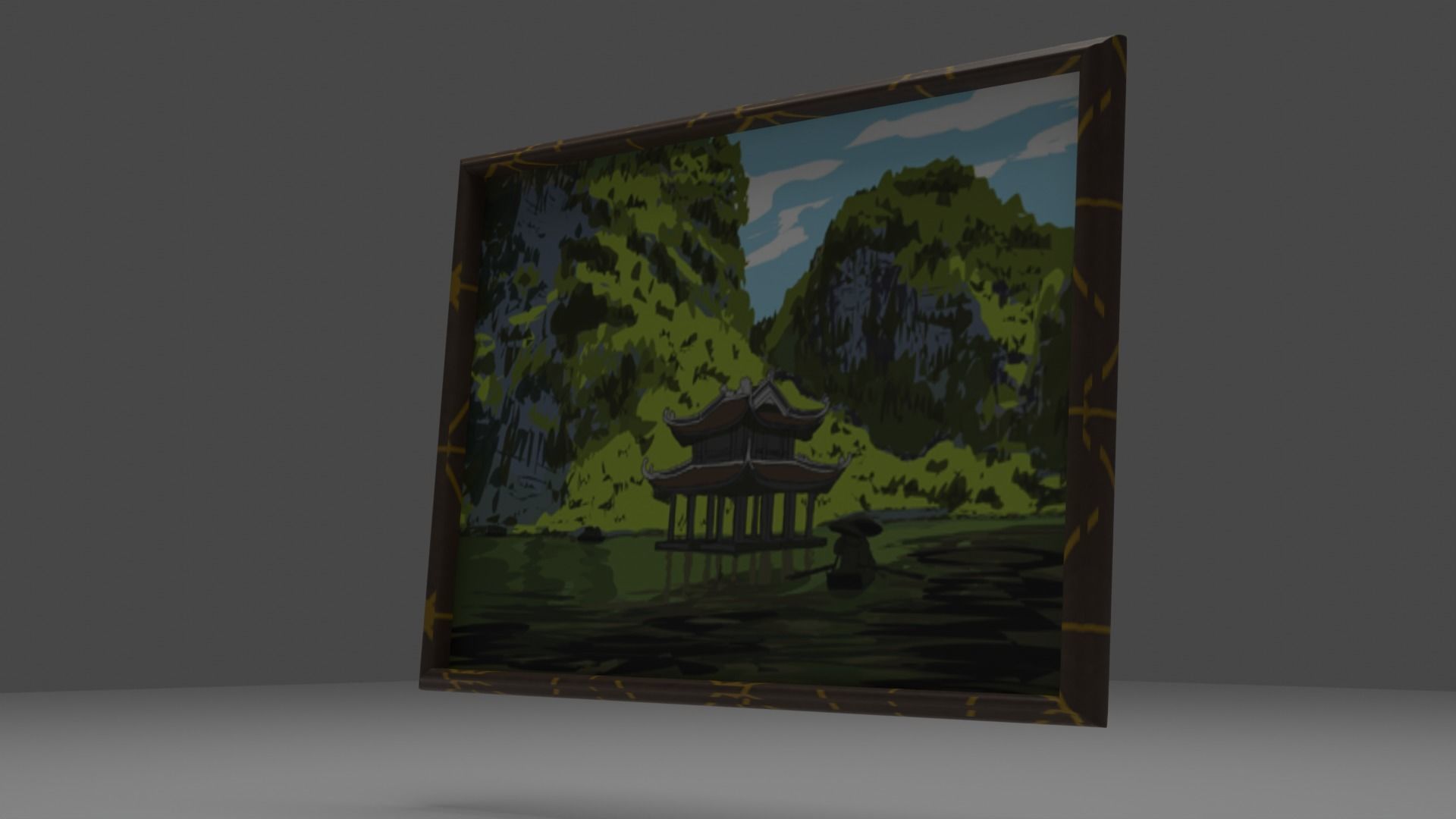 TempleTable tall wall with door Low-poly 3D model_3
