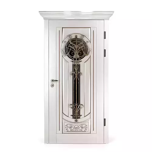 Entrance door Artdeko with wrought iron grille 3D model