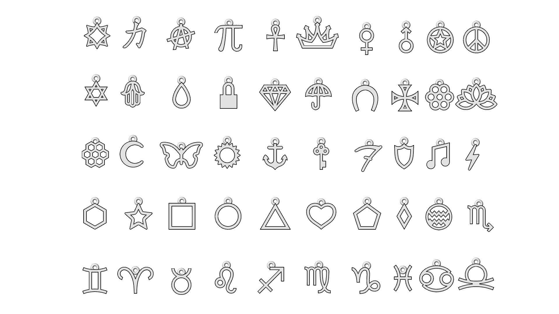 Simple forn Charm and Pendant 3D print model_9