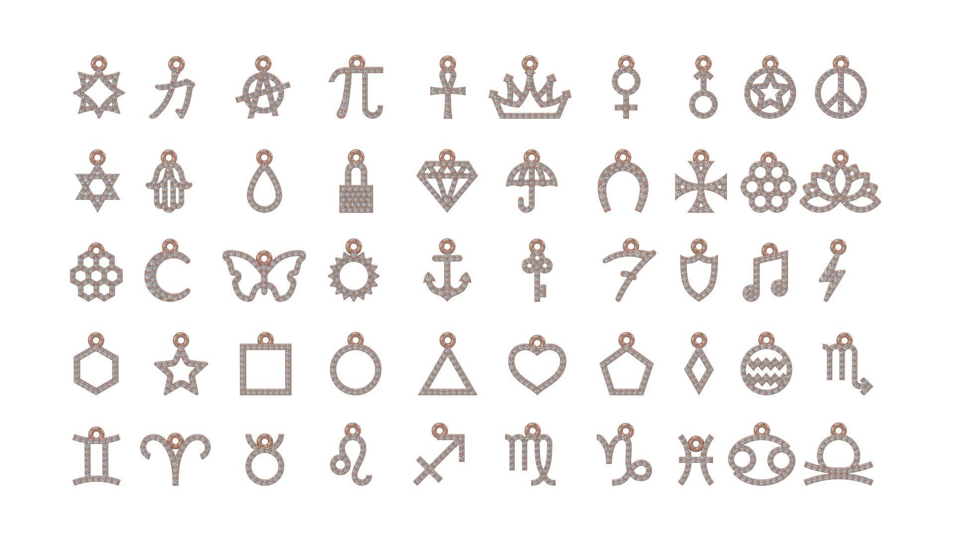 Simple forn Charm and Pendant 3D print model_4