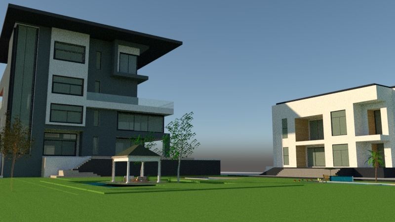 architecture house model plus guest house 3D model_2