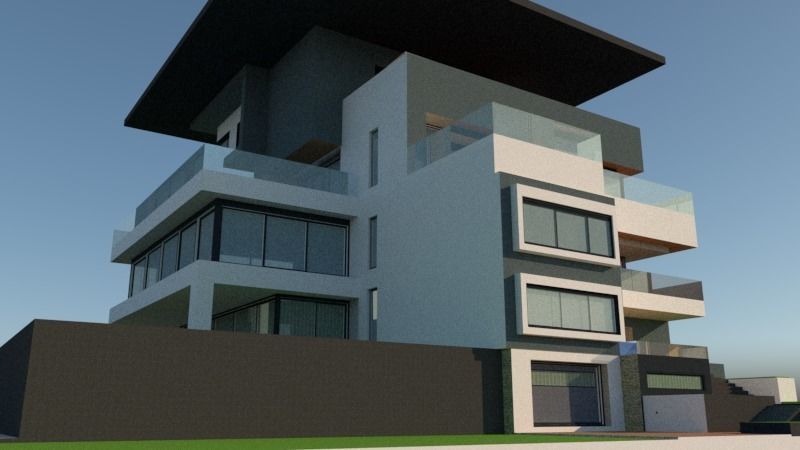 architecture house model plus guest house 3D model_1