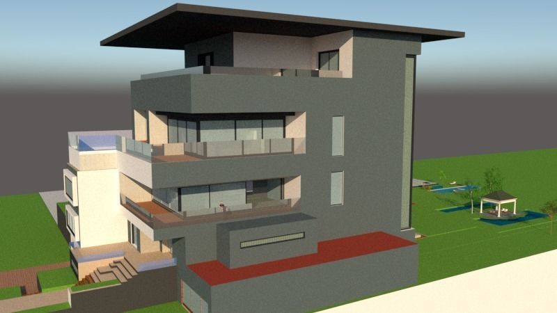 architecture house model plus guest house 3D model_29