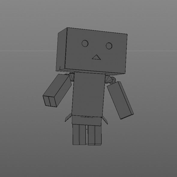 Rigged Danbo Amazon Cardboard Character with Controllers Low-poly 3D model_7