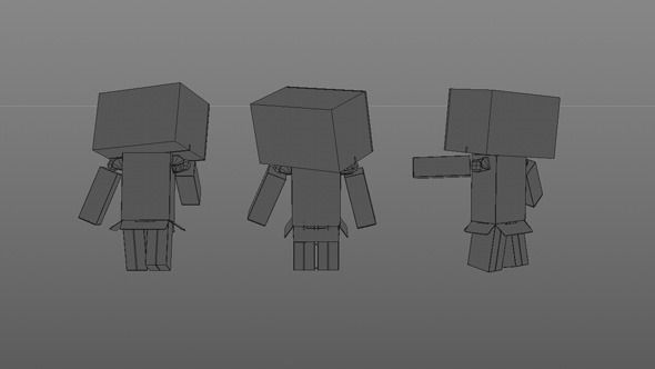 Rigged Danbo Amazon Cardboard Character with Controllers Low-poly 3D model_5