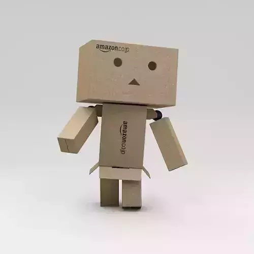 Rigged Danbo Amazon Cardboard Character with Controllers Low-poly 3D model