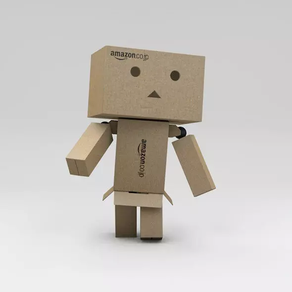 Rigged Danbo Amazon Cardboard Character with Controllers Low-poly 3D model_0
