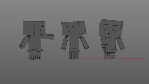 Rigged Danbo Amazon Cardboard Character with Controllers Low-poly 3D model_3