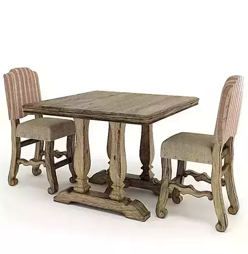 Antique Wood American Table And Chairs