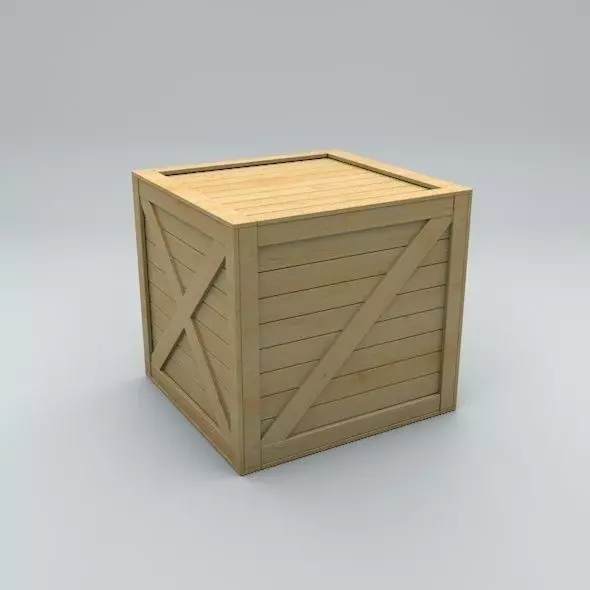  Old Wooden Shipping Transport Box Low-poly 3D model_0