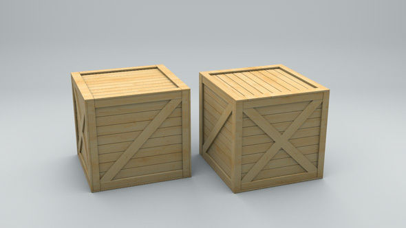  Old Wooden Shipping Transport Box Low-poly 3D model_2