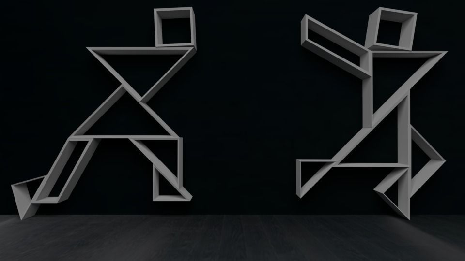 Book Case  Low-poly 3D model_0