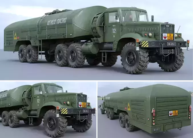 KRAZ-258B-TZ22 military tanker truck 3D model