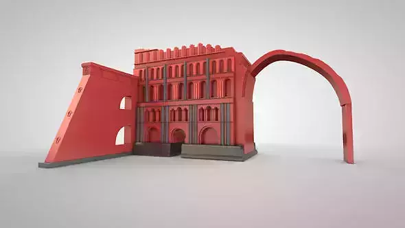 Taq Kasra Persian Temple and Palace Low-poly 3D model