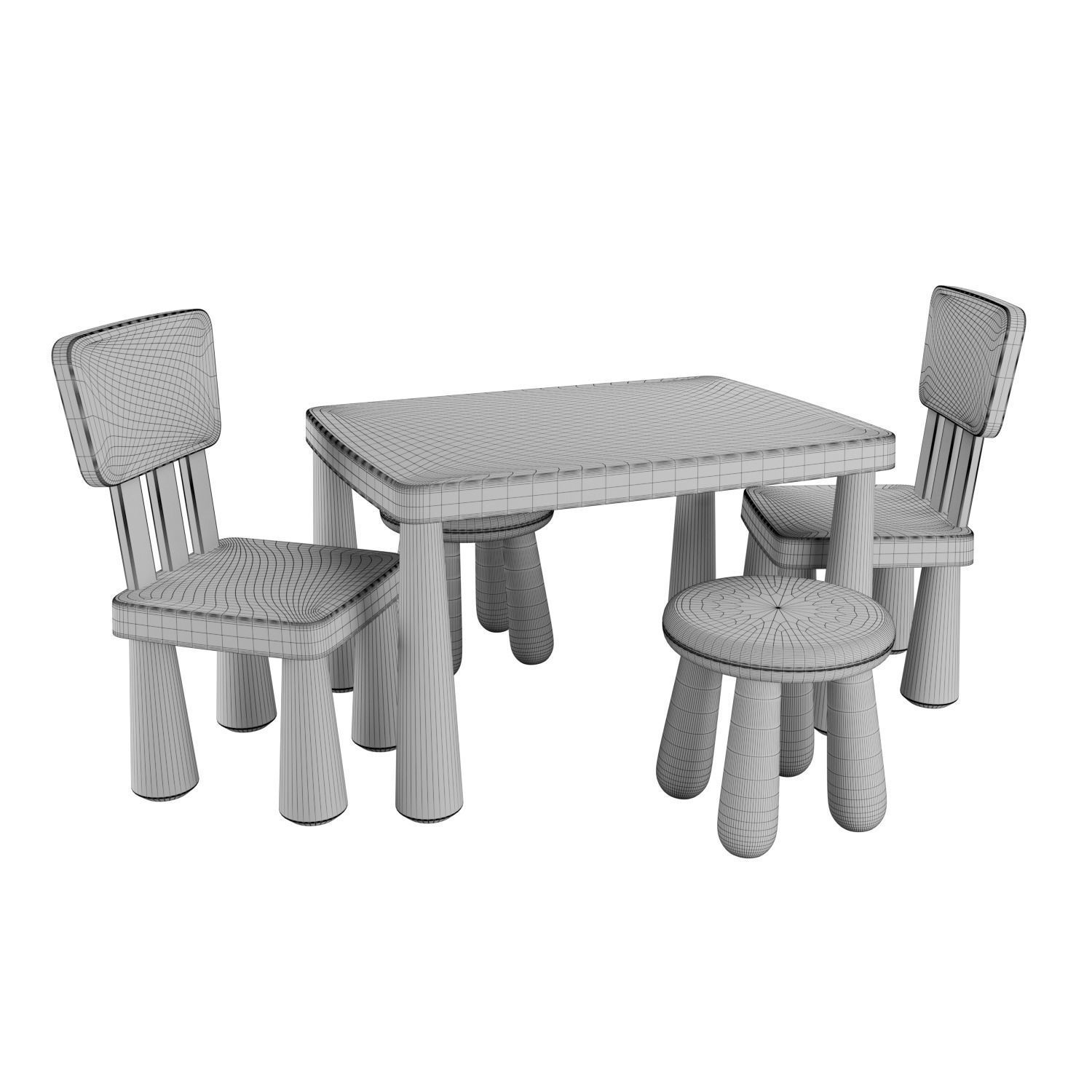 Childrens chair  Childrens table Mammut 3D model_3