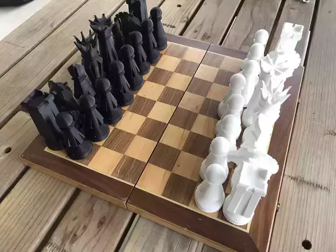 Large Modern Chess set 3d printable  3D print model