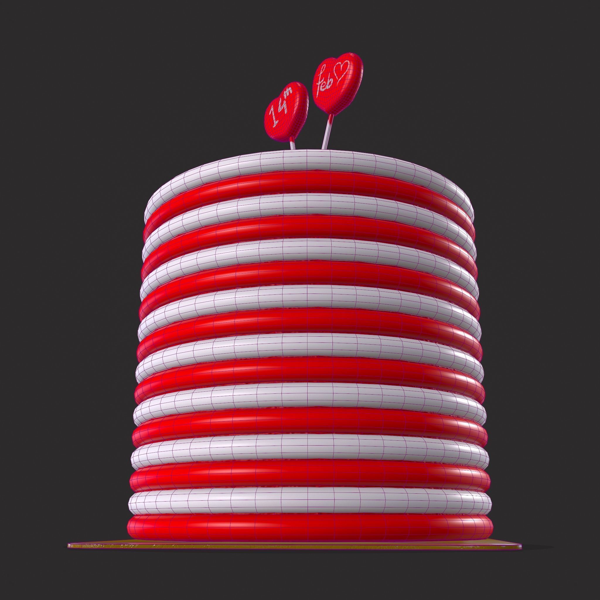 Layered Valentines Cake  Low-poly 3D model_18
