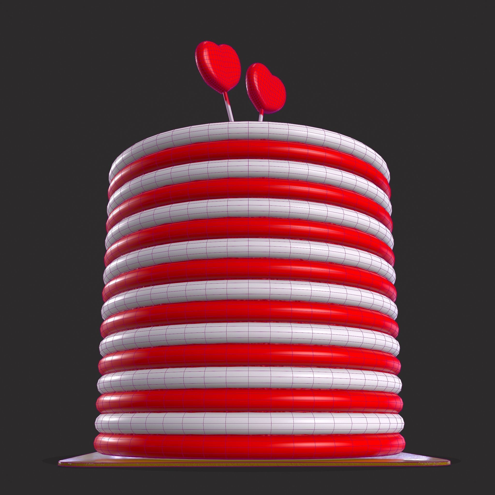 Layered Valentines Cake  Low-poly 3D model_8