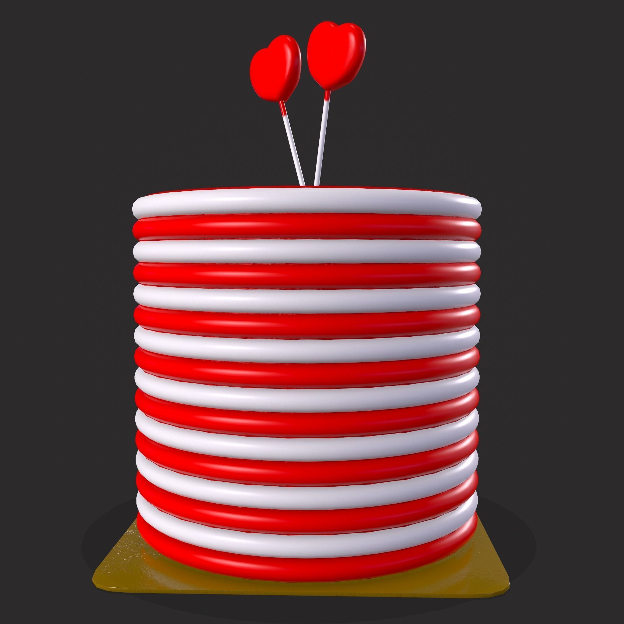 Layered Valentines Cake  Low-poly 3D model_5