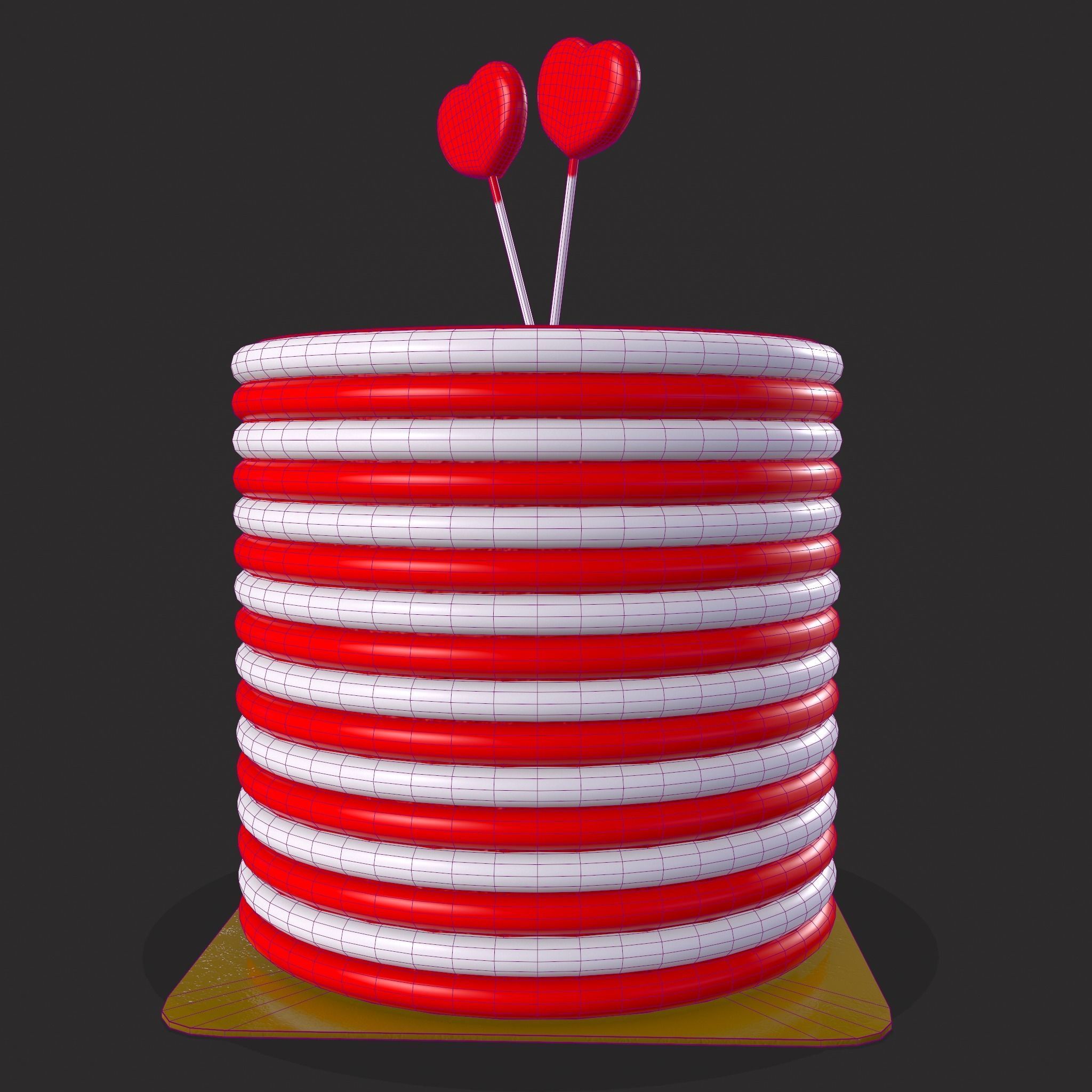 Layered Valentines Cake  Low-poly 3D model_6