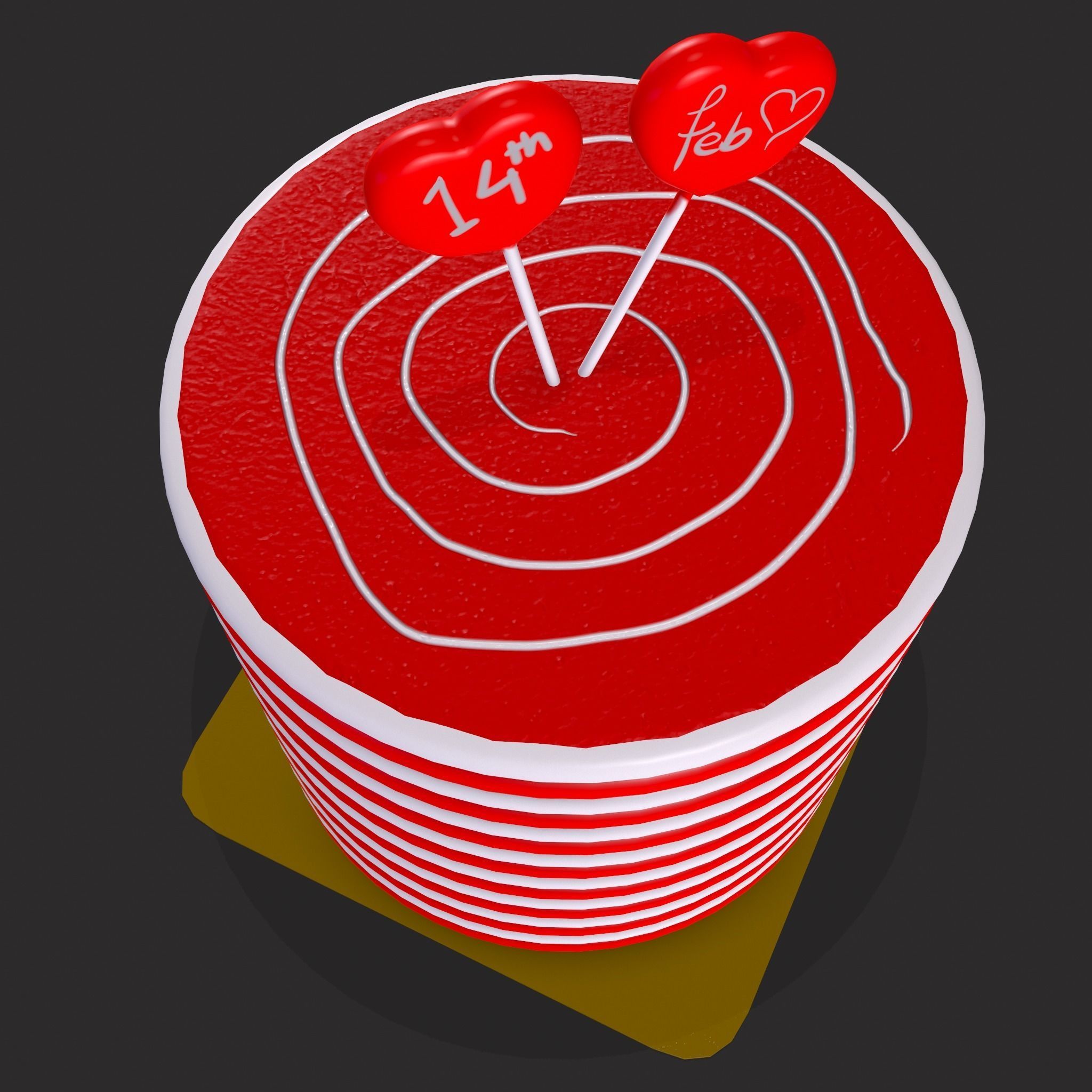 Layered Valentines Cake  Low-poly 3D model_3