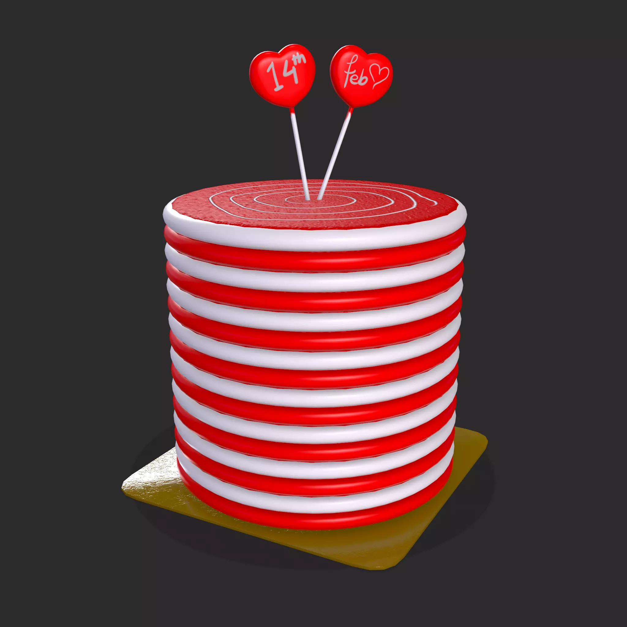 Layered Valentines Cake  Low-poly 3D model_0
