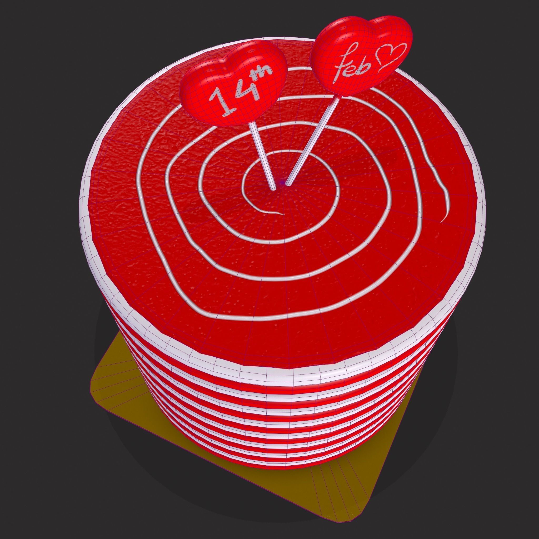 Layered Valentines Cake  Low-poly 3D model_4