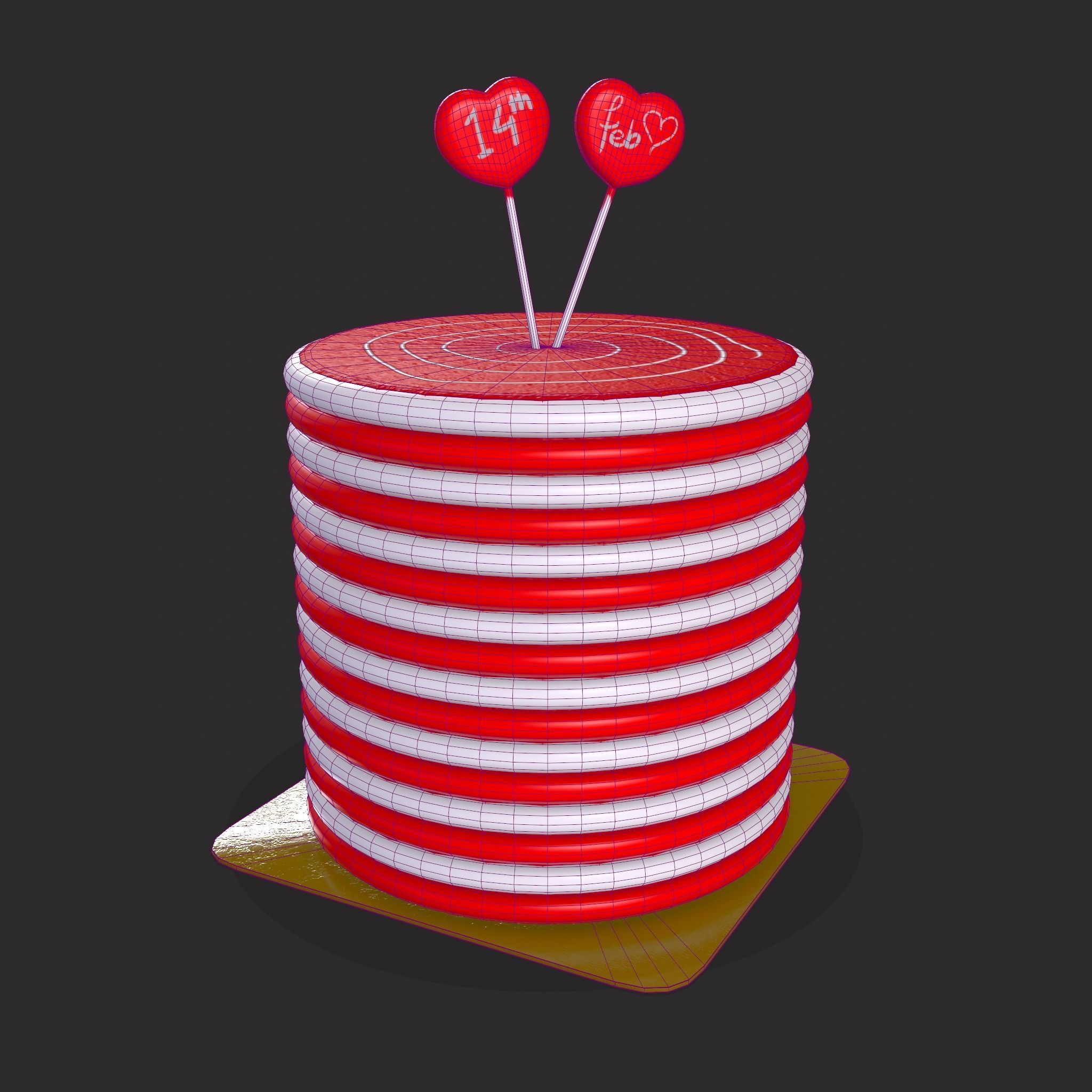 Layered Valentines Cake  Low-poly 3D model_2