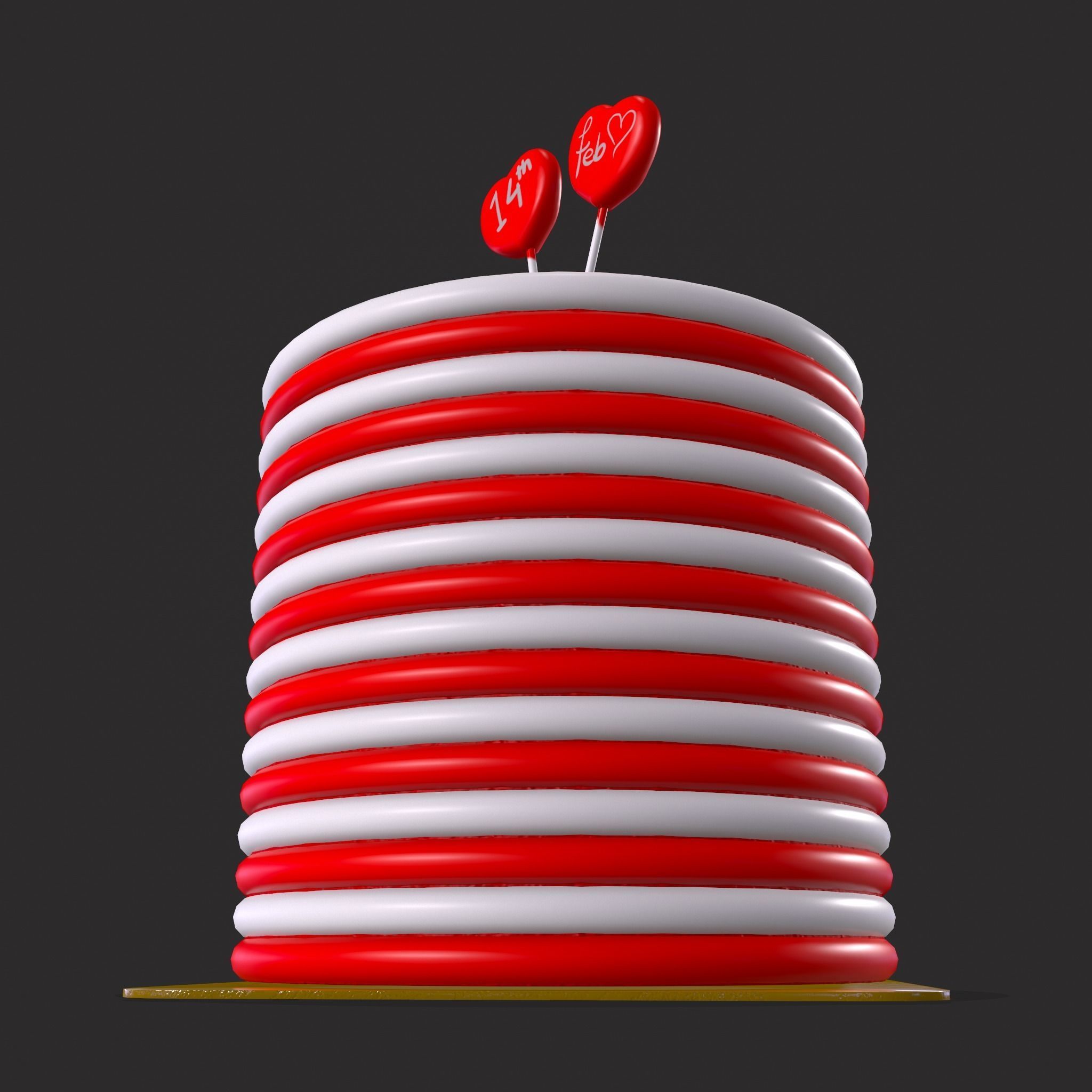 Layered Valentines Cake  Low-poly 3D model_17