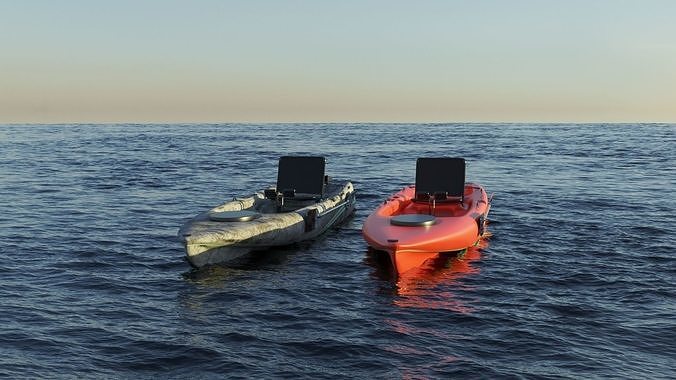 Kayak 3D model floating in ocean 3D Model Collection