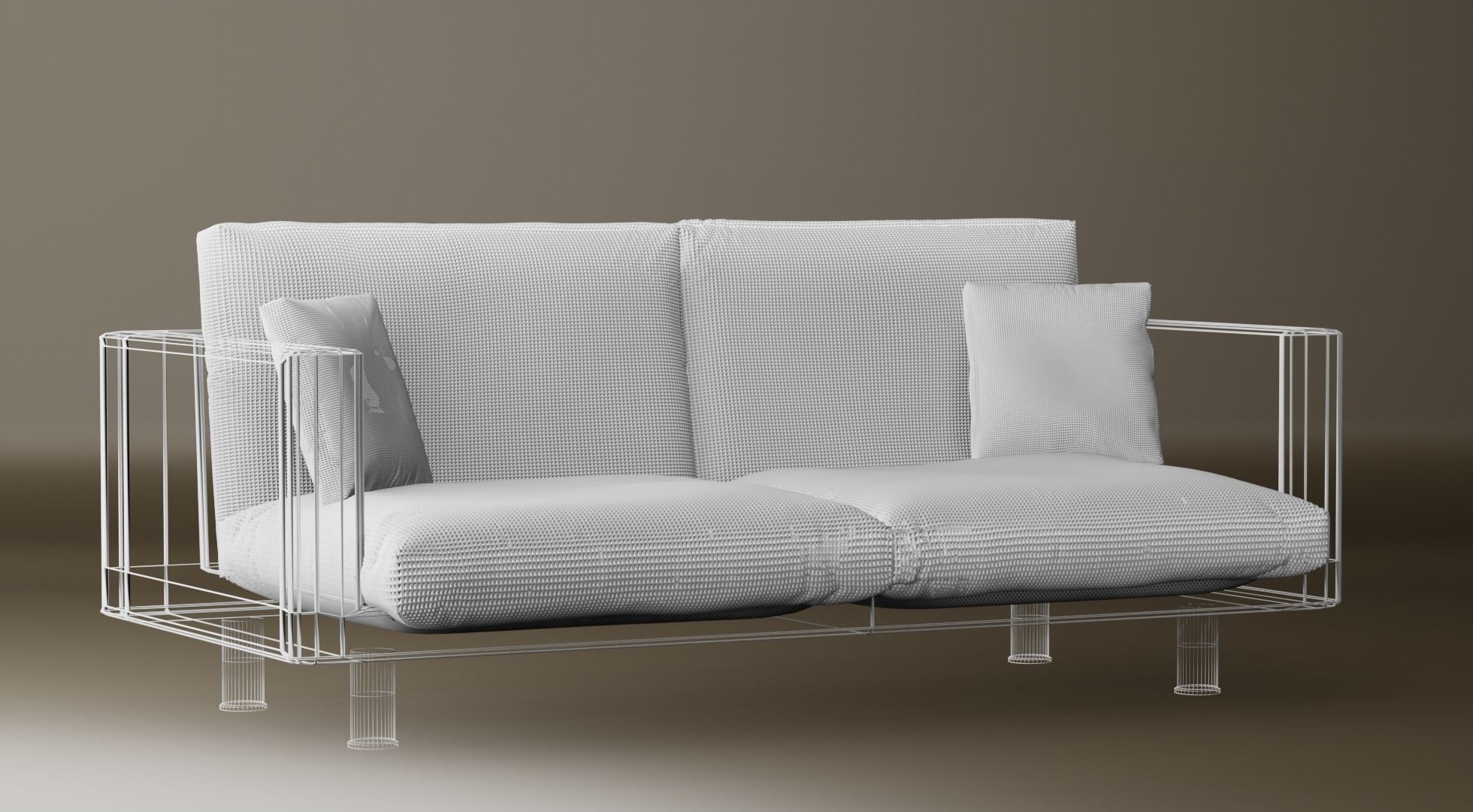Green Loveseat Sofa with Pillows - Game Ready 3D Model Low-poly 3D model_2
