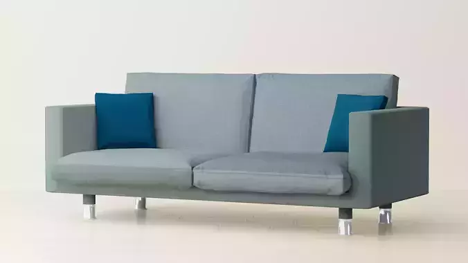 Green Loveseat Sofa with Pillows - Game Ready 3D Model