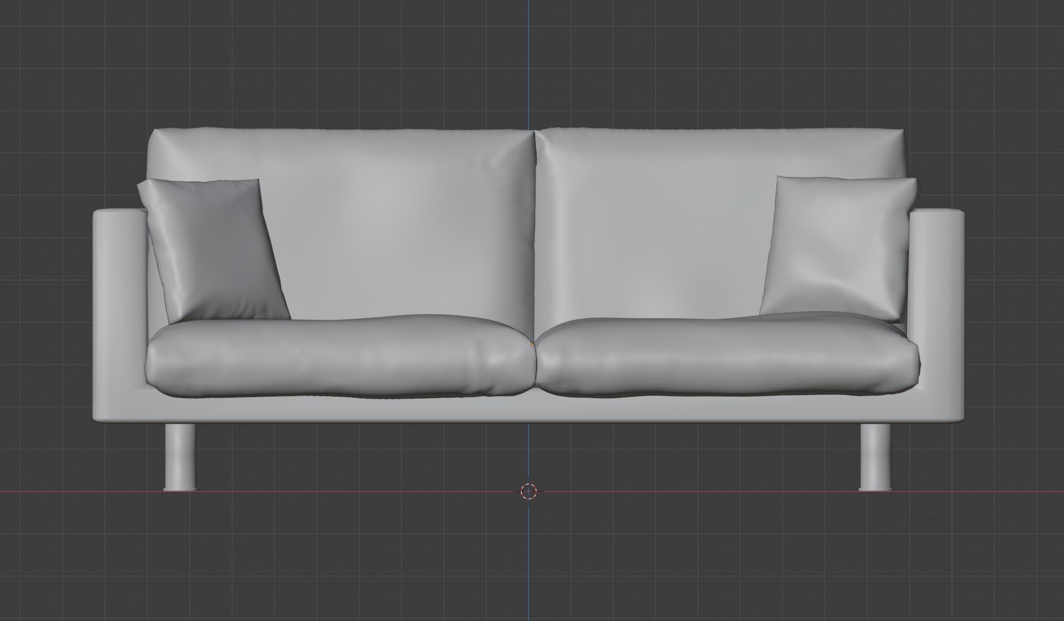 Green Loveseat Sofa with Pillows - Game Ready 3D Model Low-poly 3D model_4