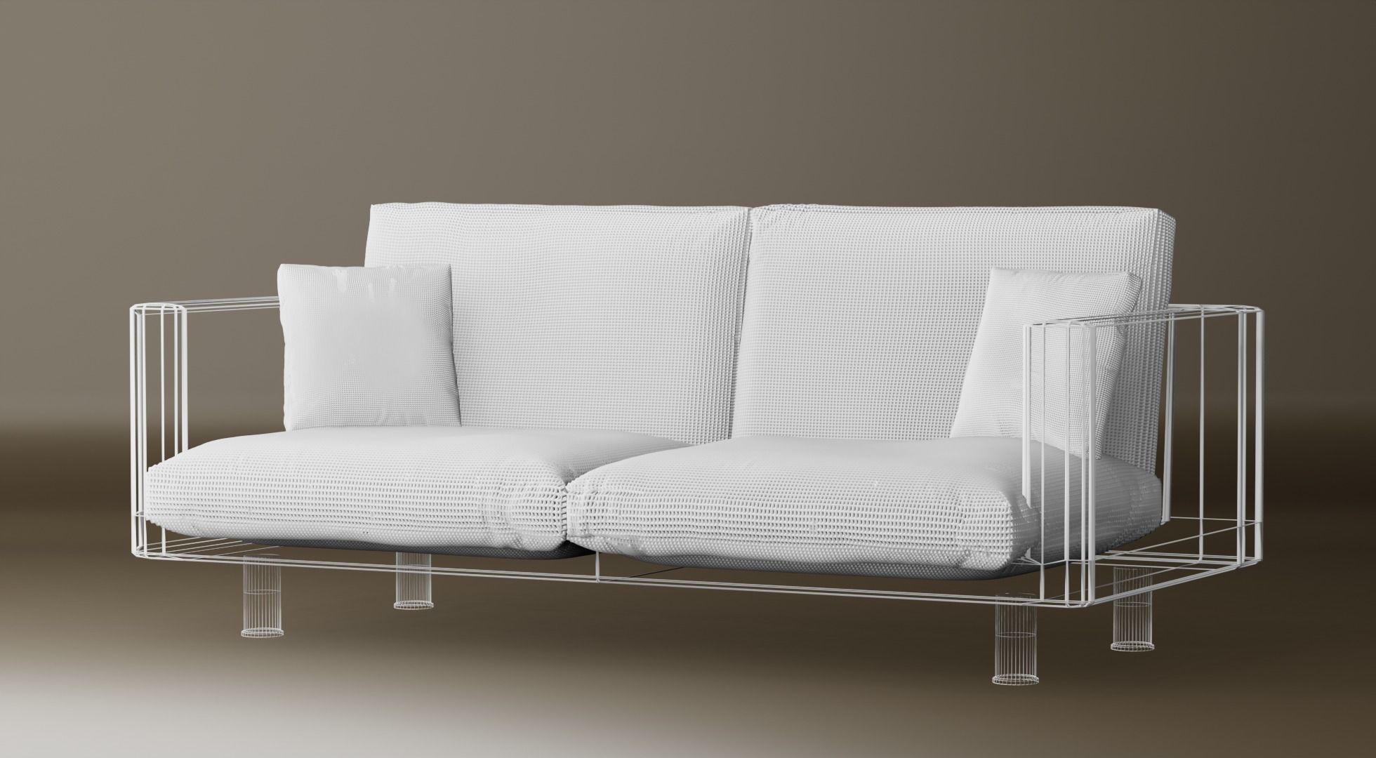 Green Loveseat Sofa with Pillows - Game Ready 3D Model Low-poly 3D model_1
