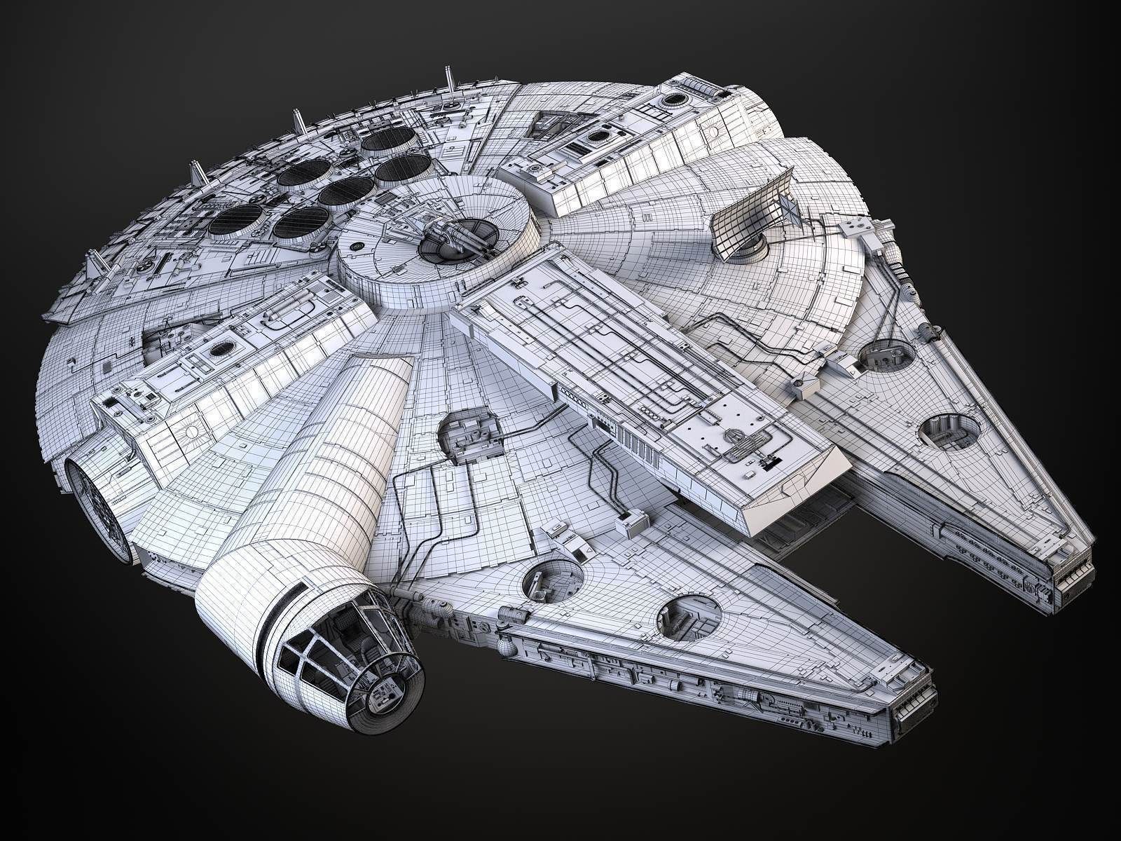 StarWars Millennium Falcon with Interior 3D model_27