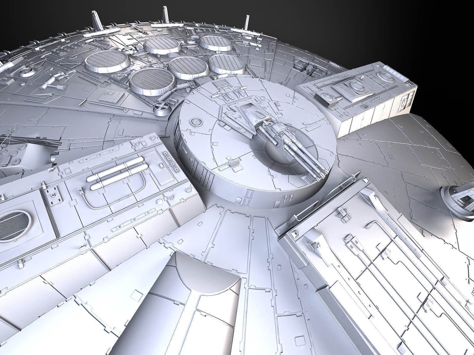 StarWars Millennium Falcon with Interior 3D model_26