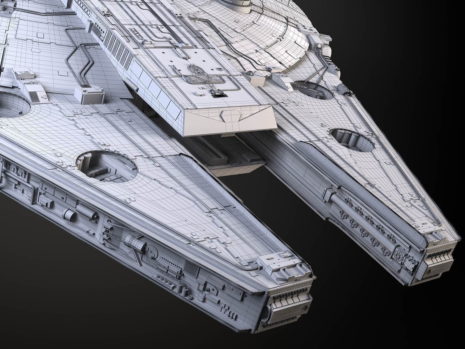 StarWars Millennium Falcon with Interior 3D model_29