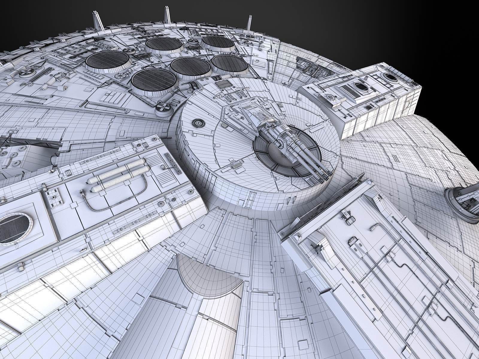 StarWars Millennium Falcon with Interior 3D model_30