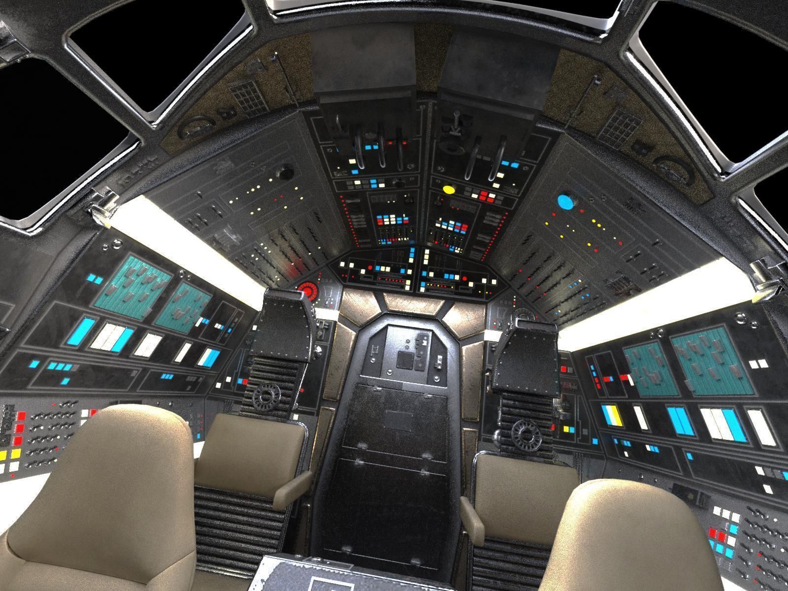 StarWars Millennium Falcon with Interior 3D model_12