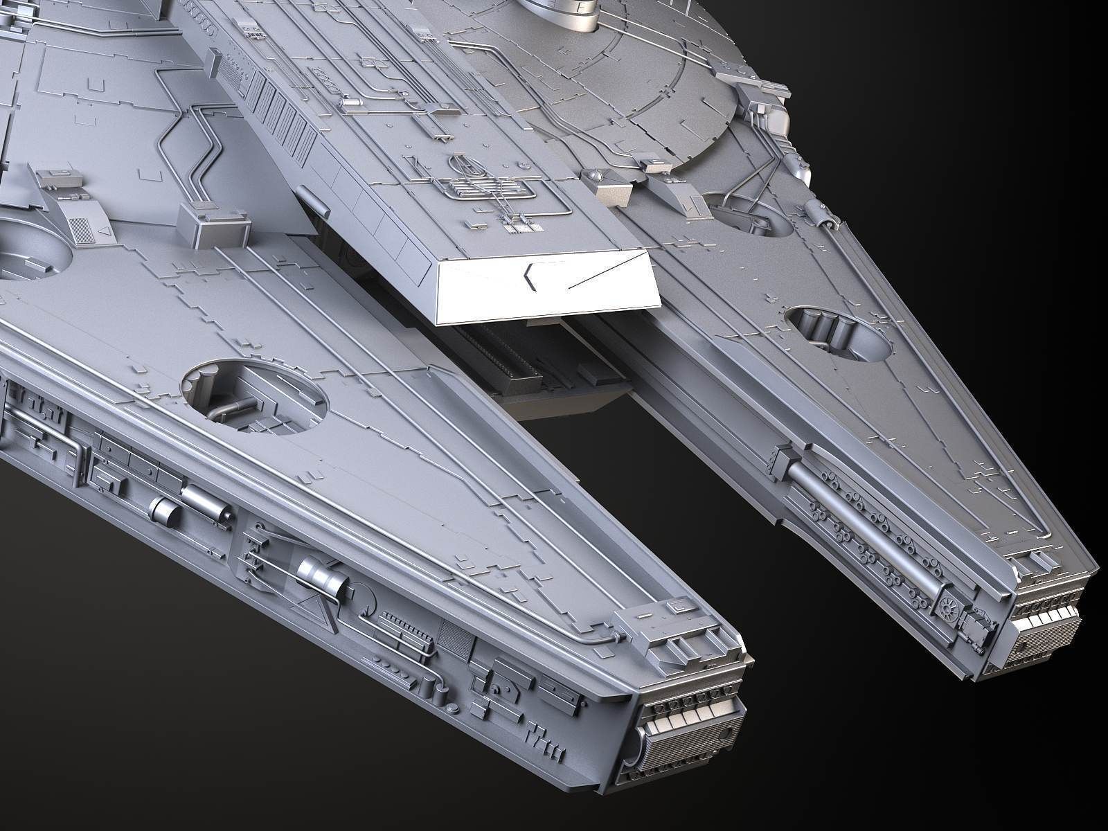 StarWars Millennium Falcon with Interior 3D model_25