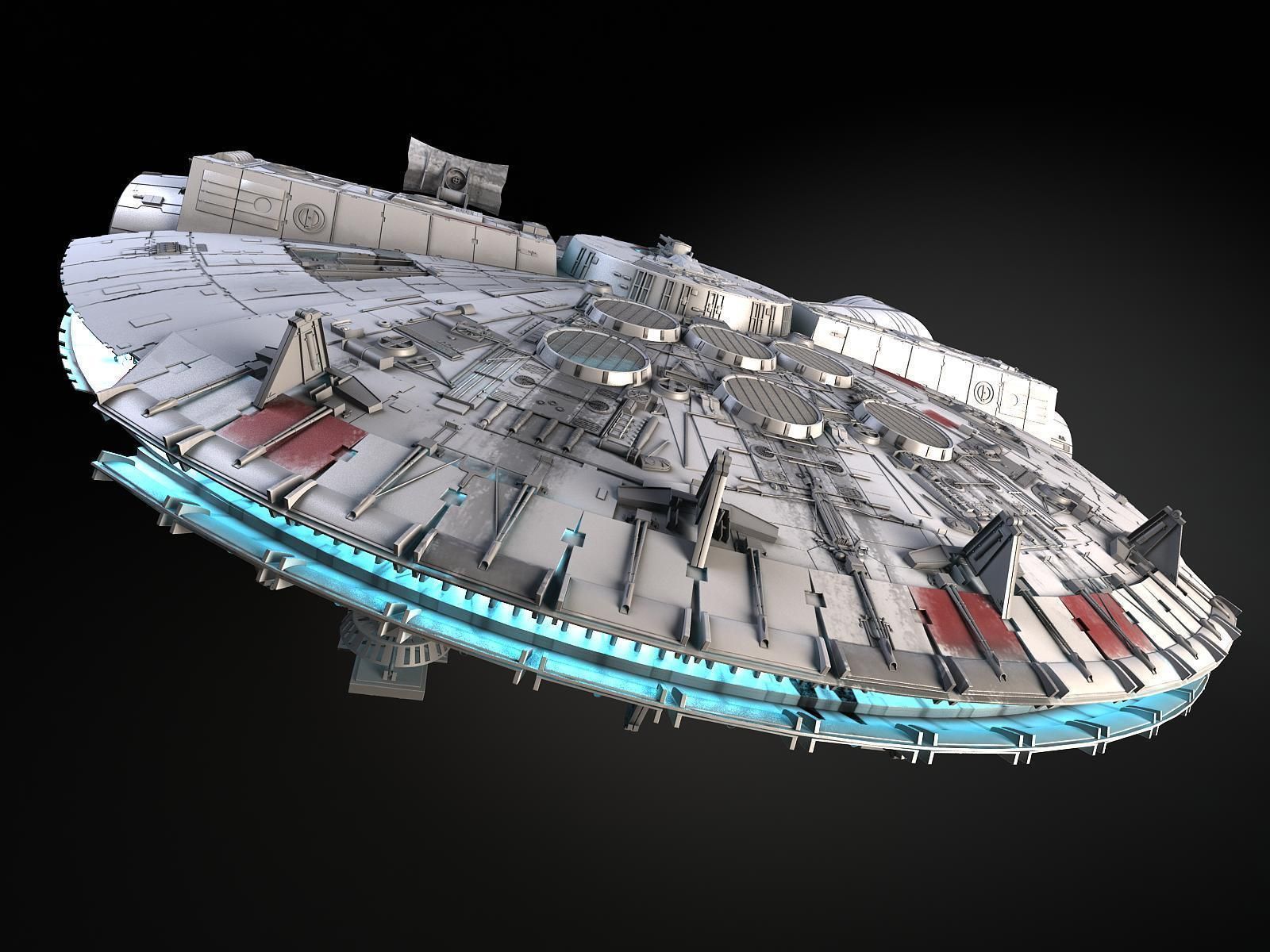 StarWars Millennium Falcon with Interior 3D model_8