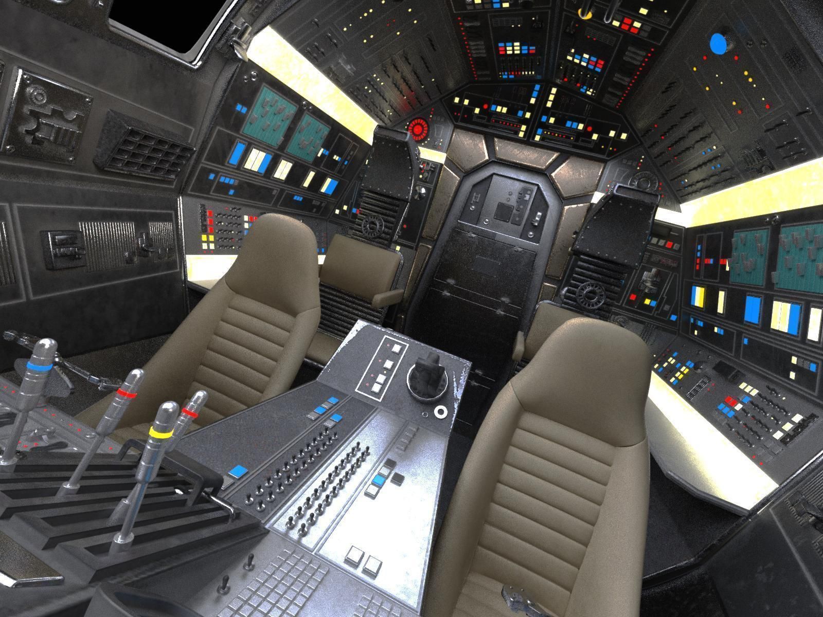 StarWars Millennium Falcon with Interior 3D model_13