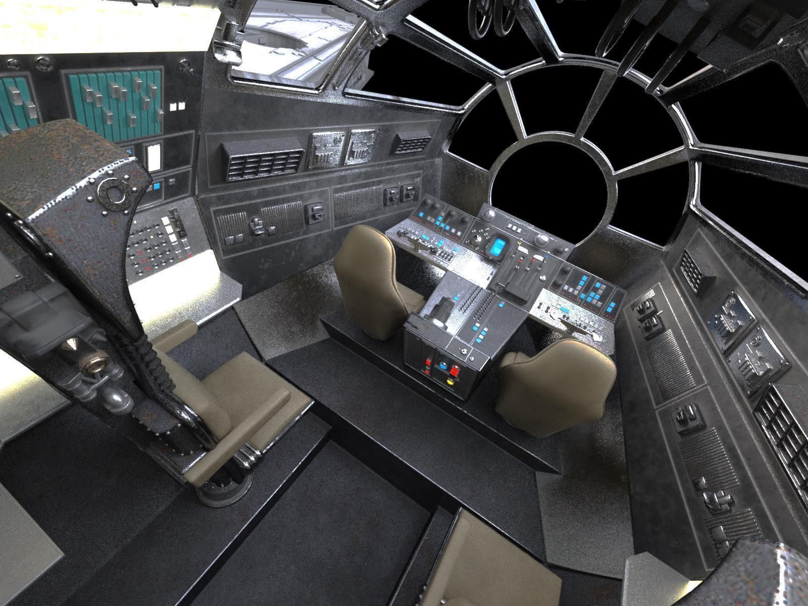 StarWars Millennium Falcon with Interior 3D model_14