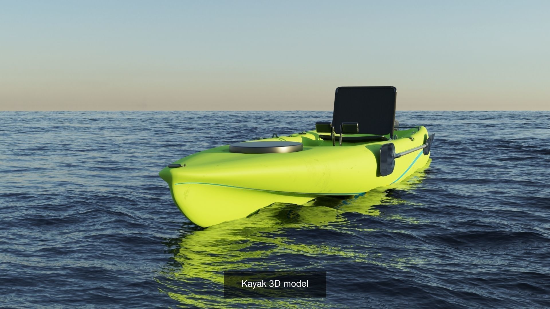 Kayak 3D model boat floating in middle of ocean 3D Model Collection_2
