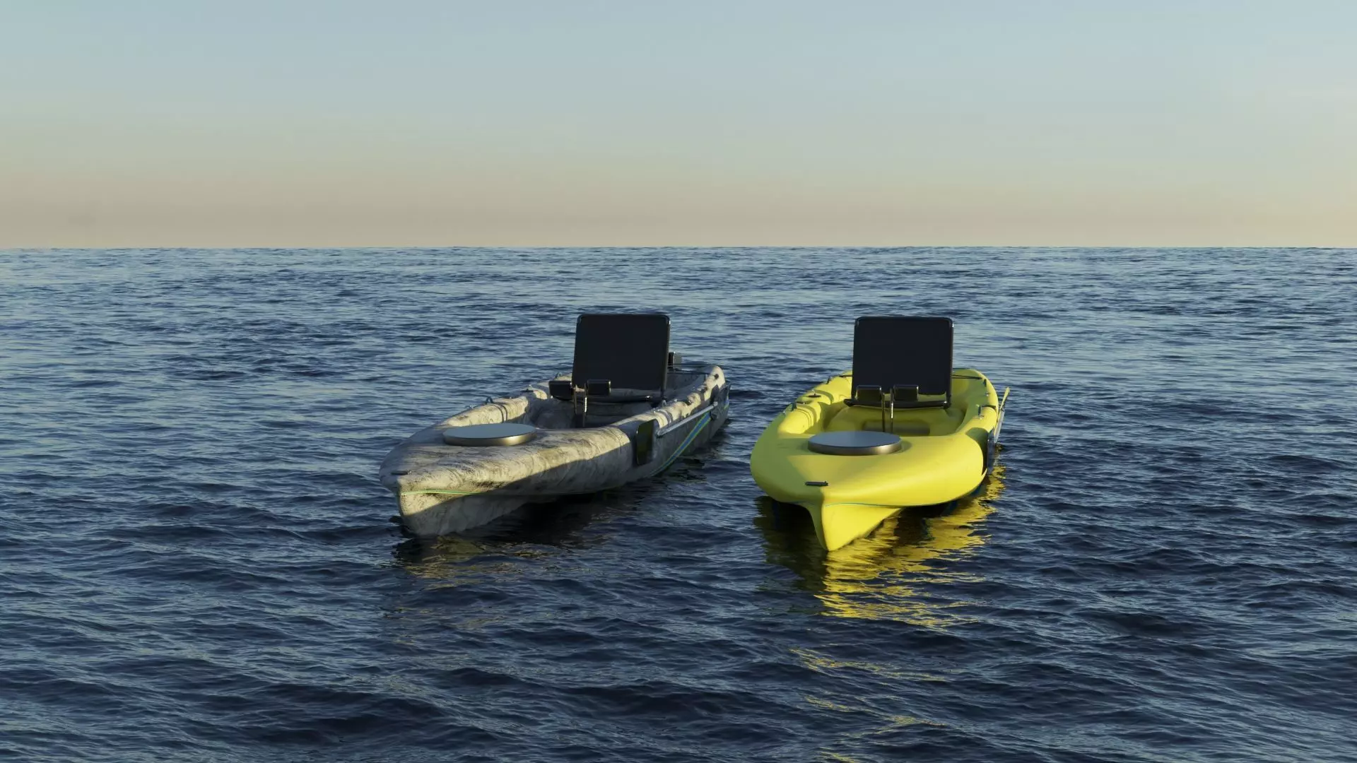 Kayak 3D model boat floating in middle of ocean 3D Model Collection_0