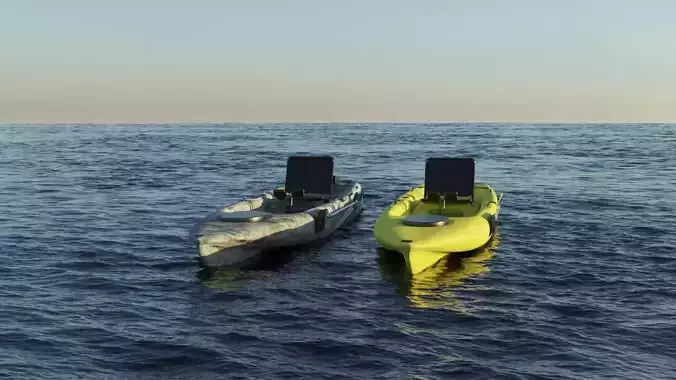 Kayak 3D model boat floating in middle of ocean 3D Model Collection