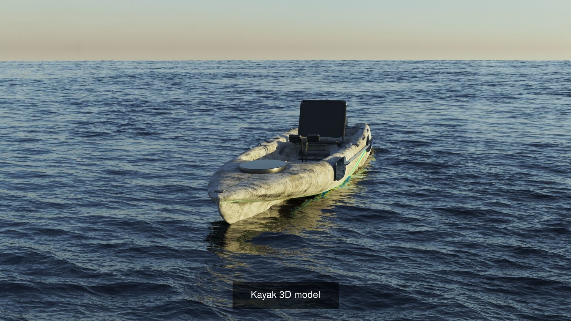 Kayak 3D model boat floating in middle of ocean 3D Model Collection_1