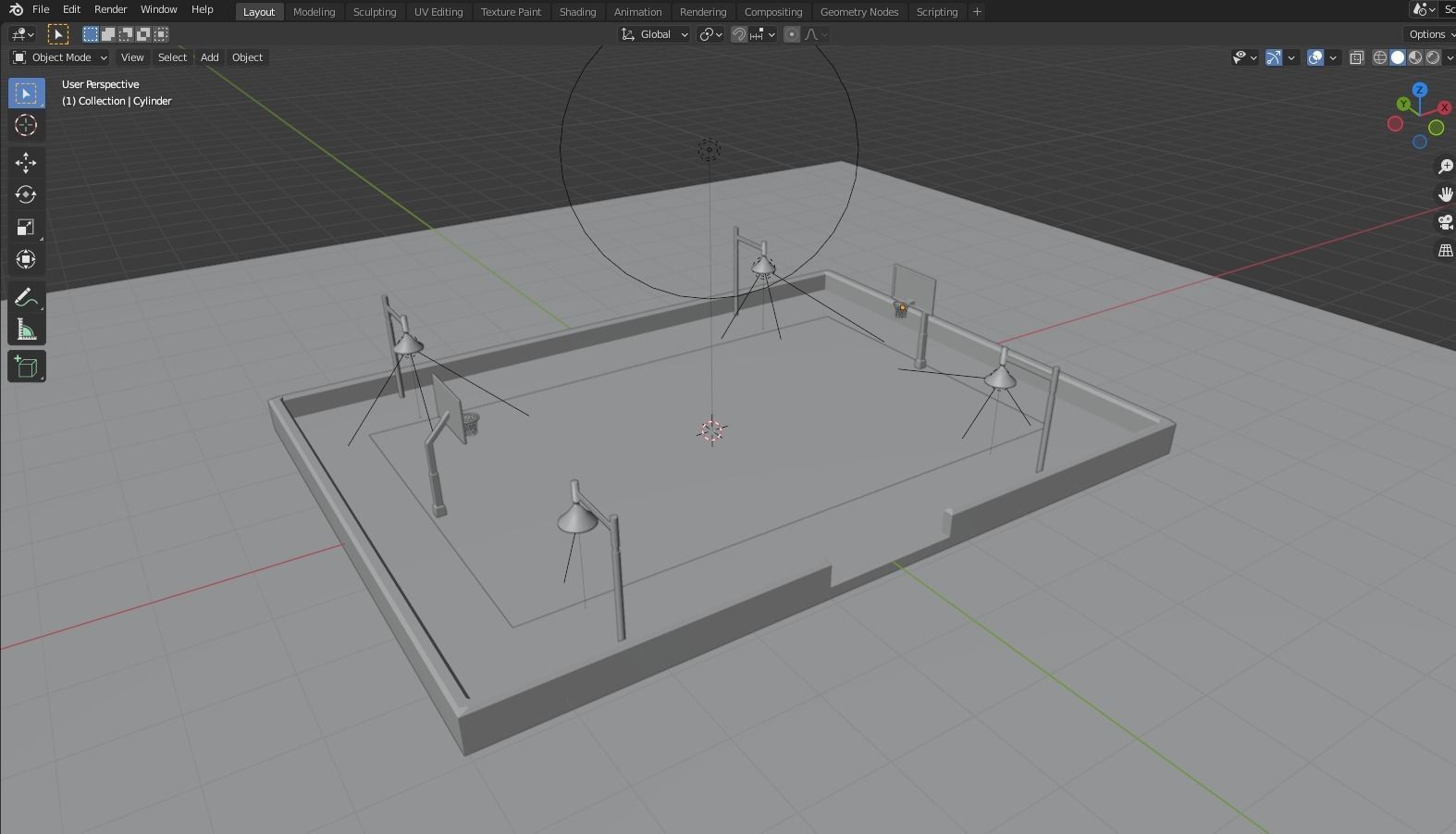 Basketball Court Free low-poly 3D model_1