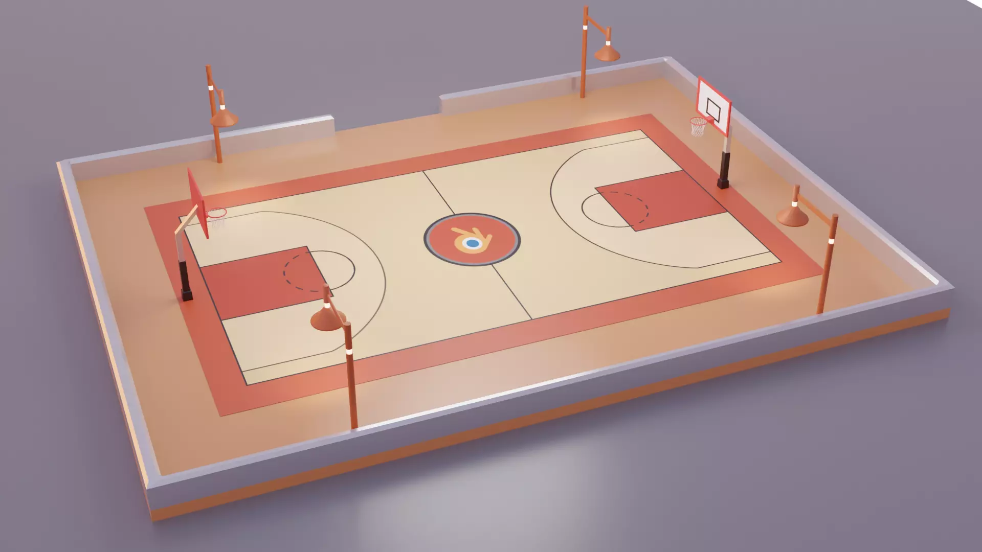 Basketball Court Free low-poly 3D model_0